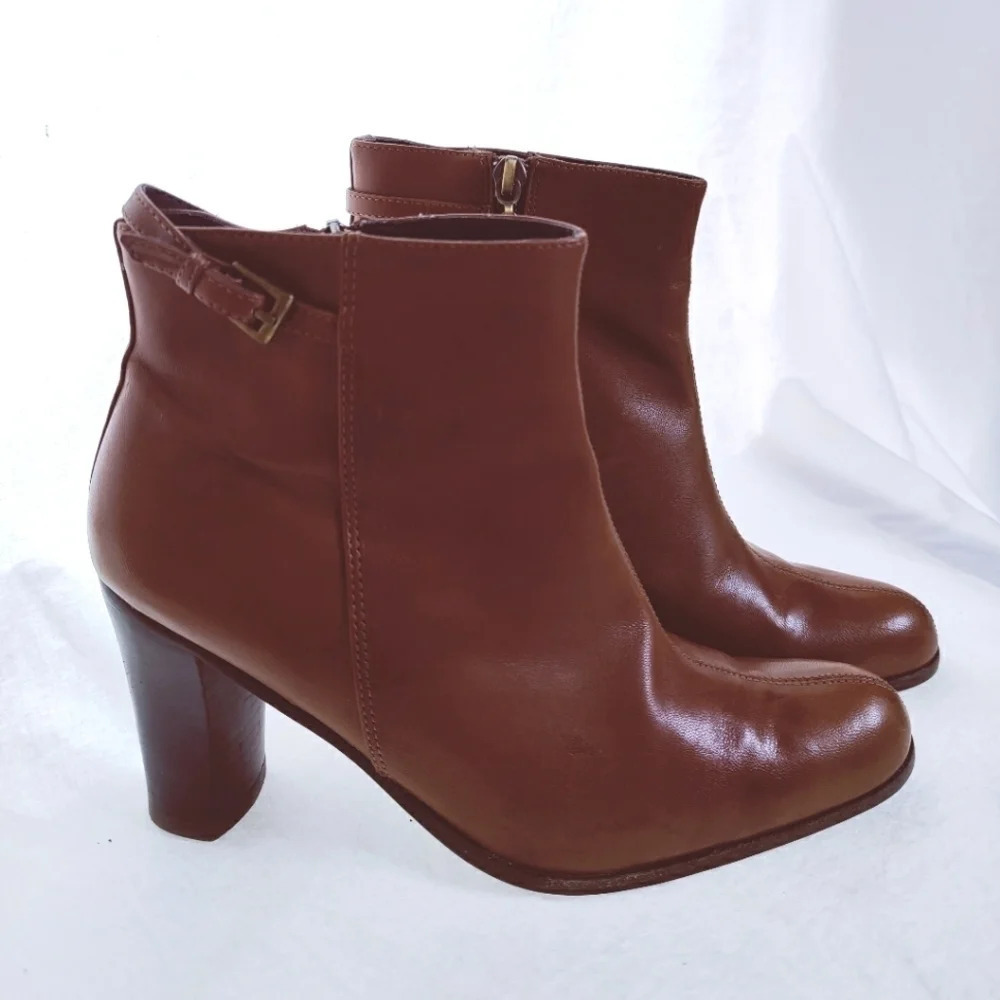 KIMEL Cognac Genuine Leather Booties - Picture 4 of 16